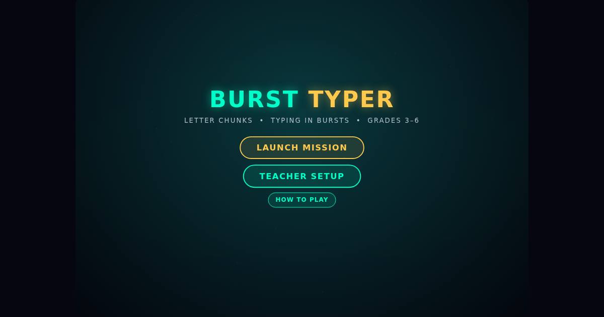 Burst Typer title screen