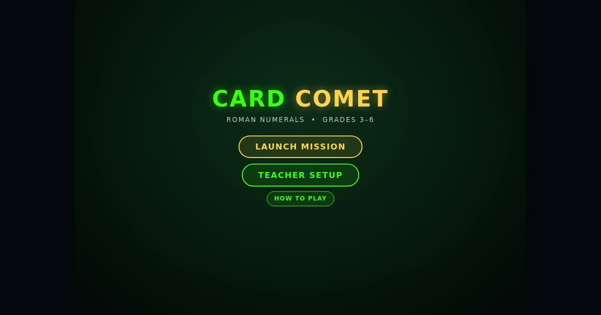 Card Comet title screen