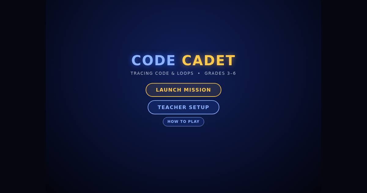 Code Cadet title screen