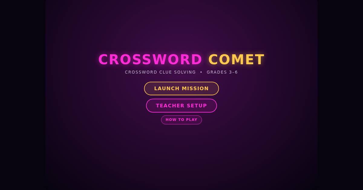Crossword Comet title screen