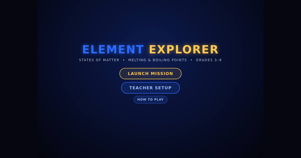 Element Explorer title screen