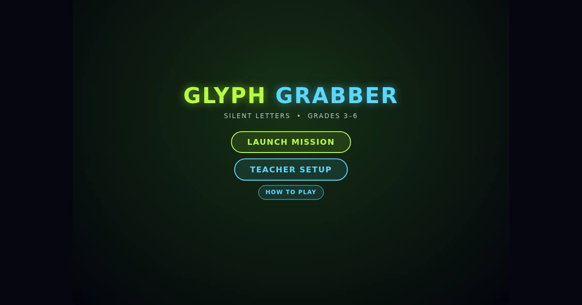 Glyph Grabber title screen