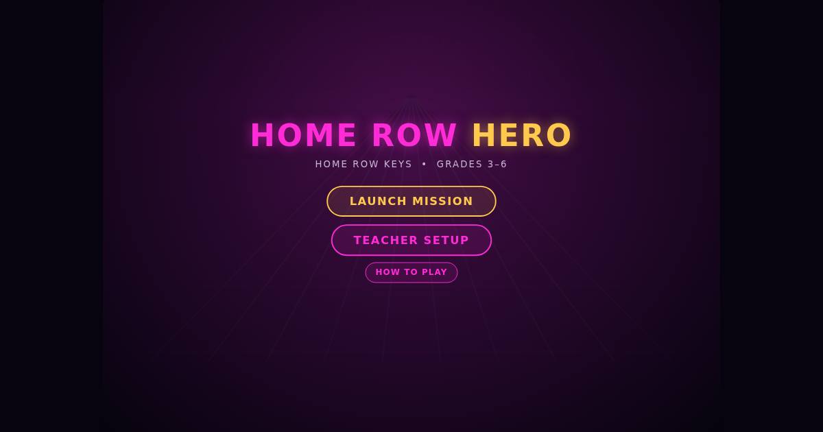 Home Row Hero title screen