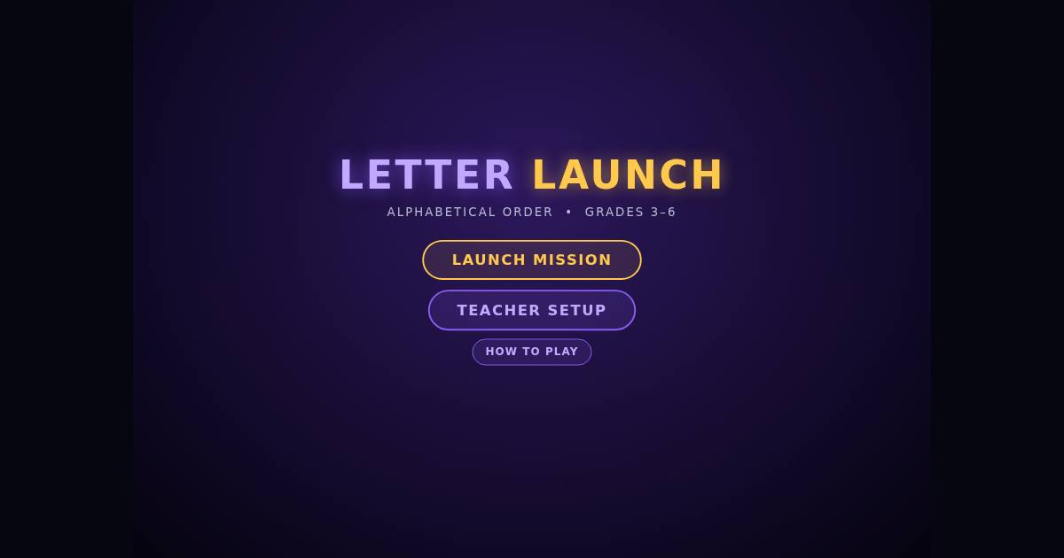 Letter Launch title screen