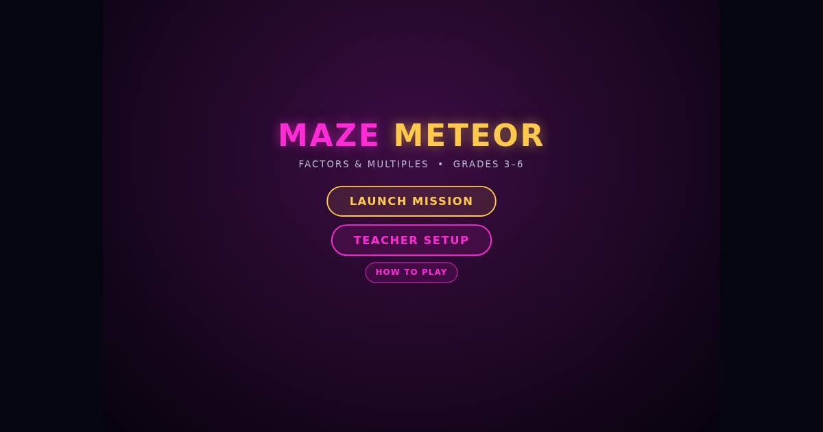 Maze Meteor title screen