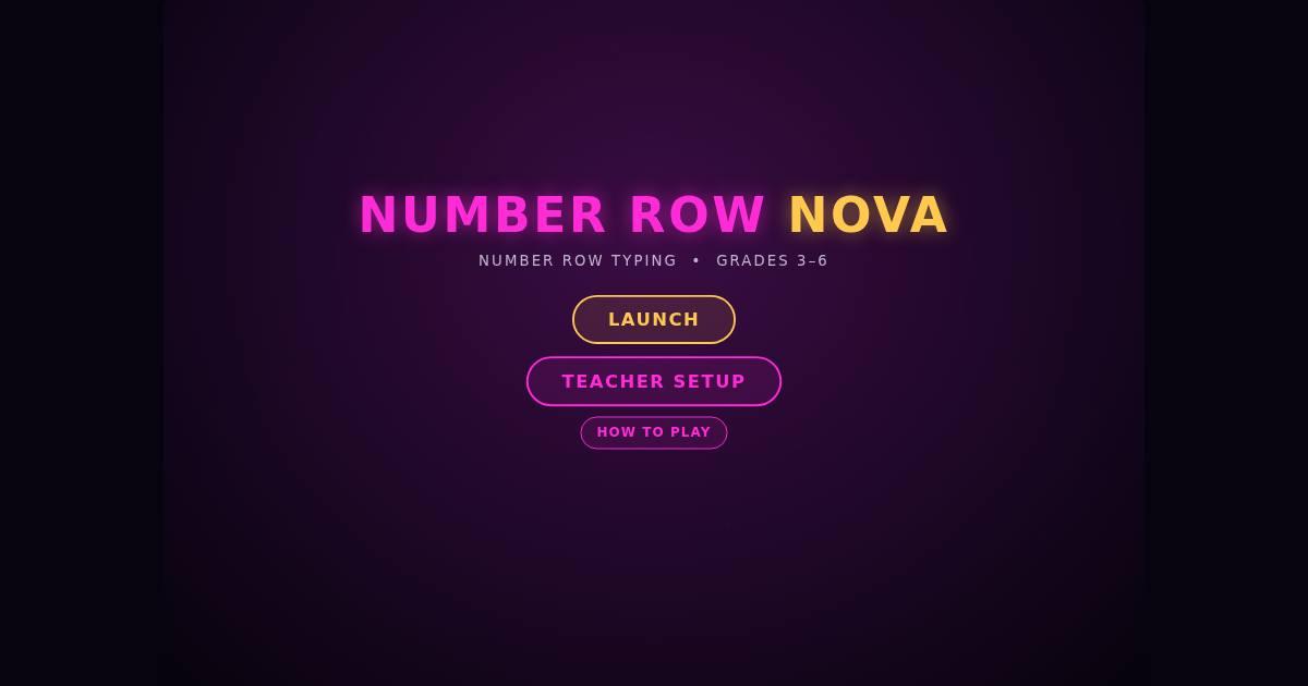 Number Row Nova title screen