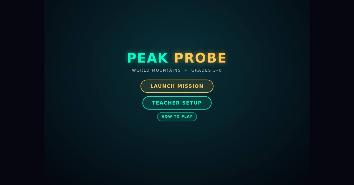 Peak Probe title screen