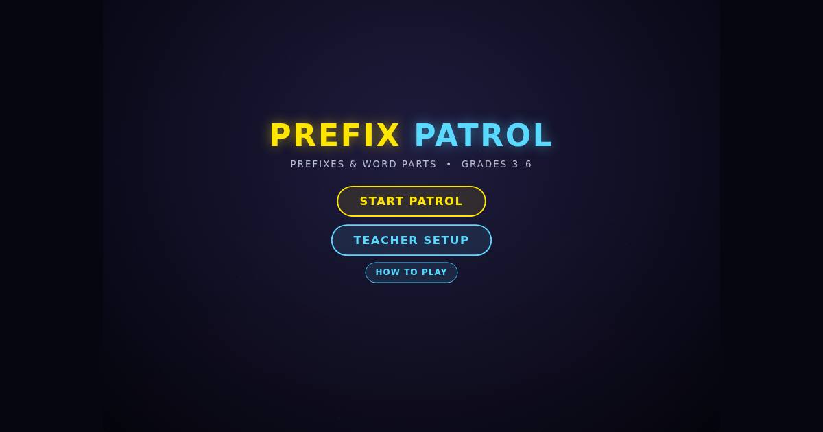 Prefix Patrol title screen
