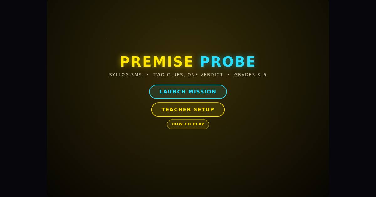 Premise Probe title screen