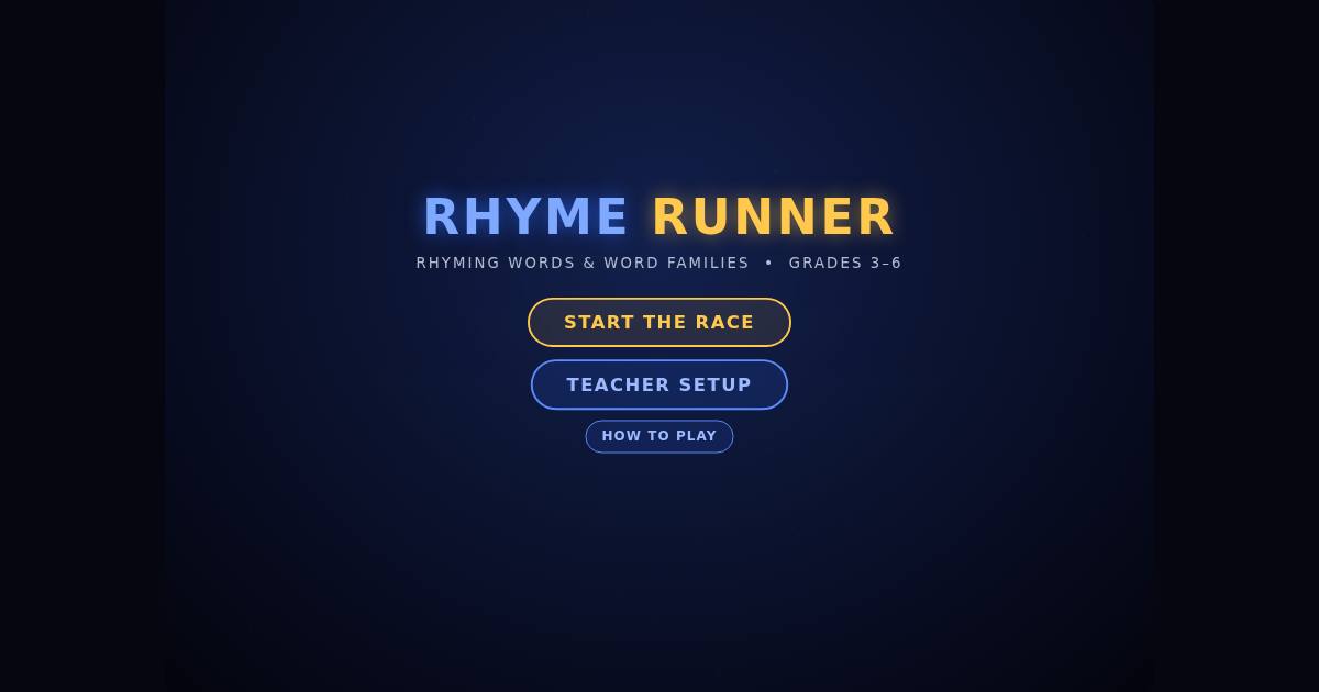 Rhyme Runner title screen
