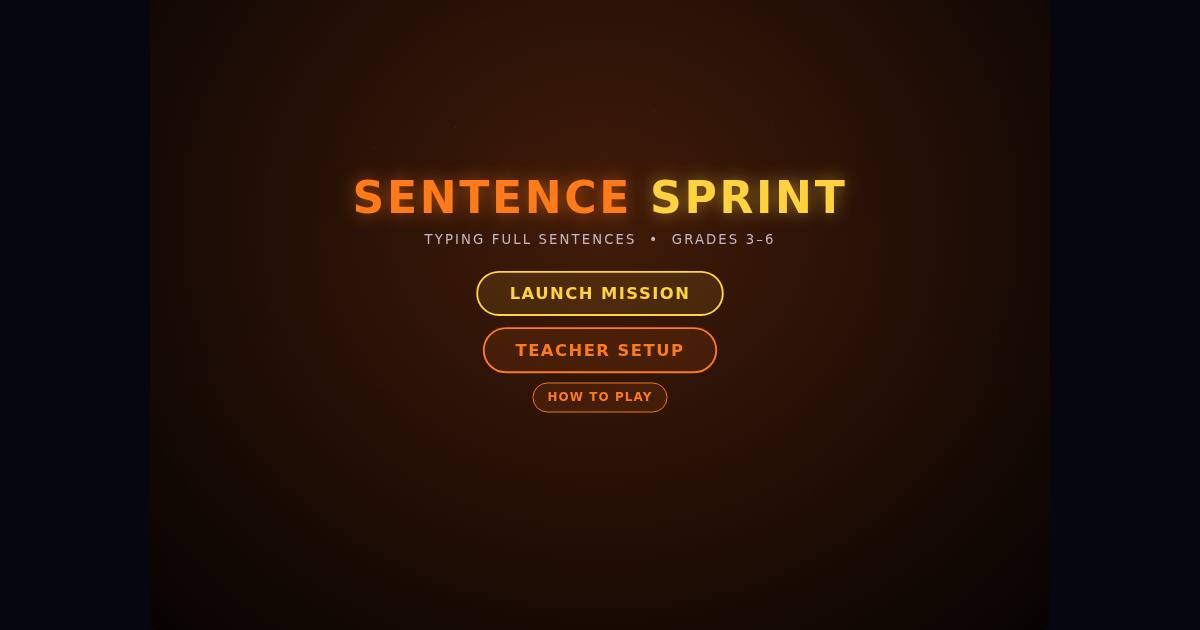 Sentence Sprint title screen