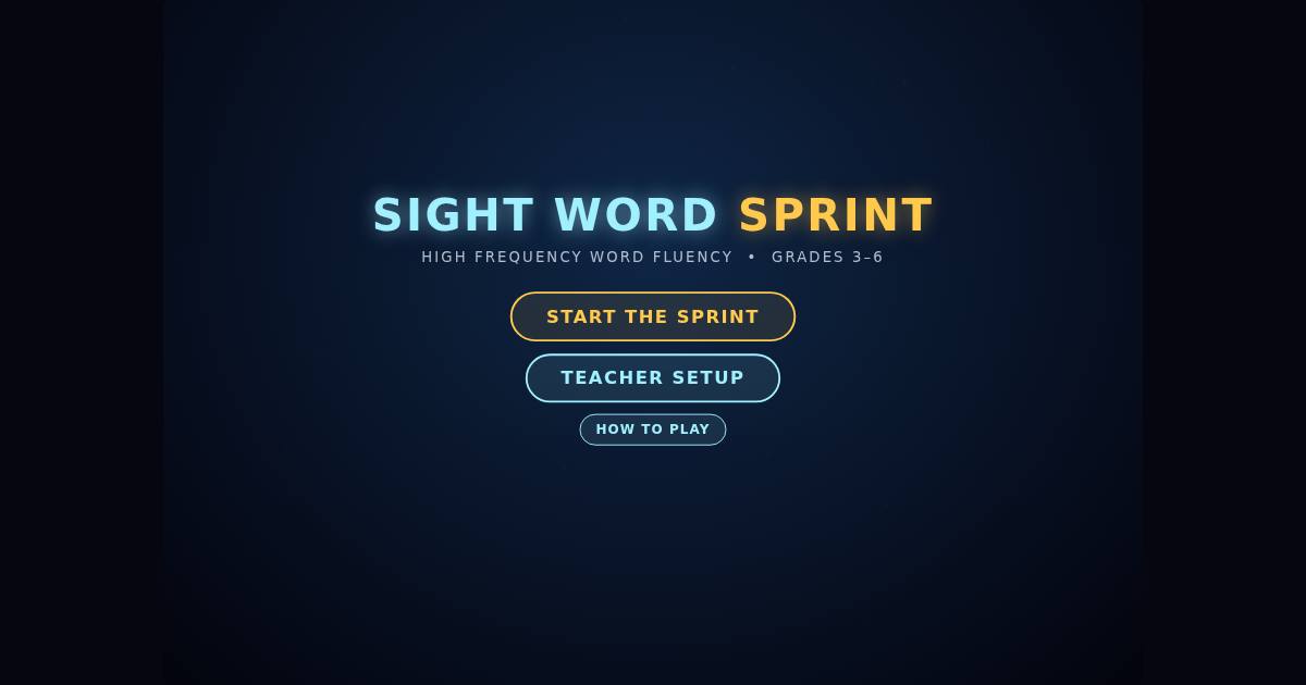 Sight Word Sprint title screen