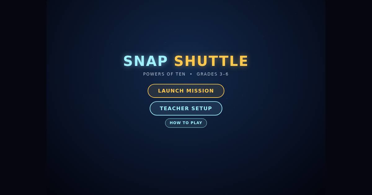 Snap Shuttle title screen