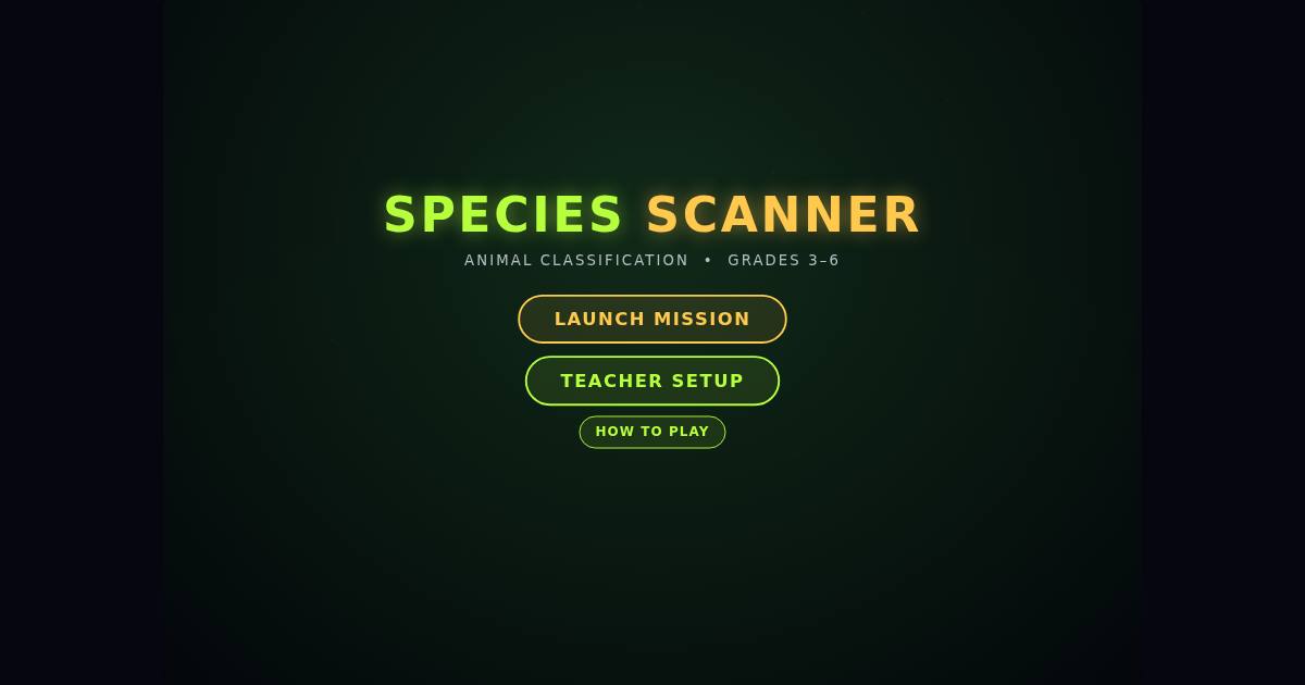 Species Scanner title screen