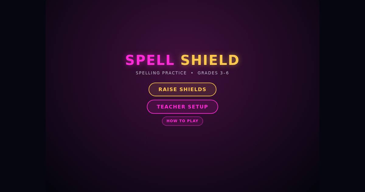 Spell Shield title screen