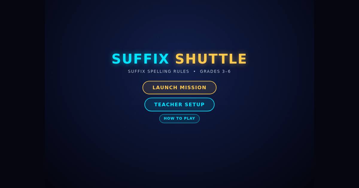 Suffix Shuttle title screen