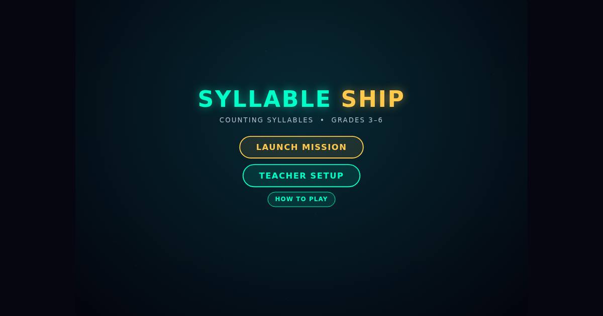 Syllable Ship title screen