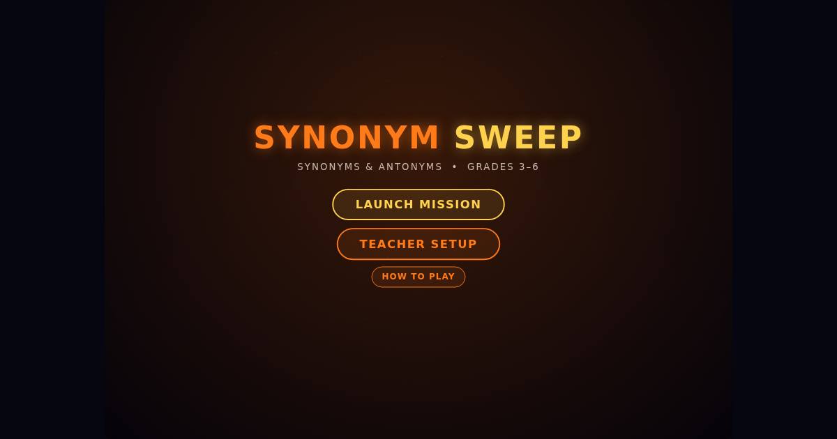 Synonym Sweep title screen