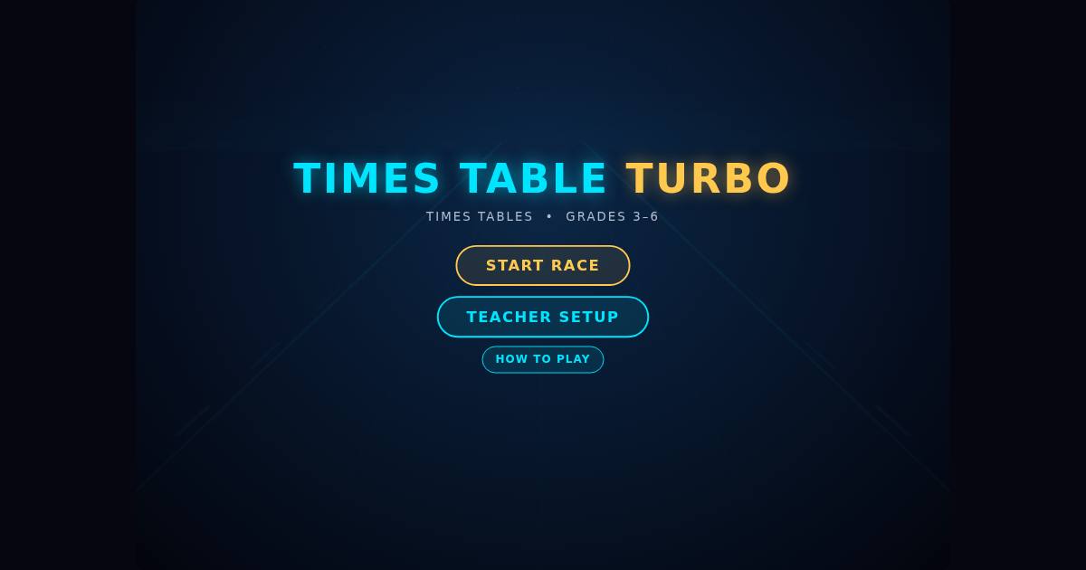 Times Table Turbo title screen