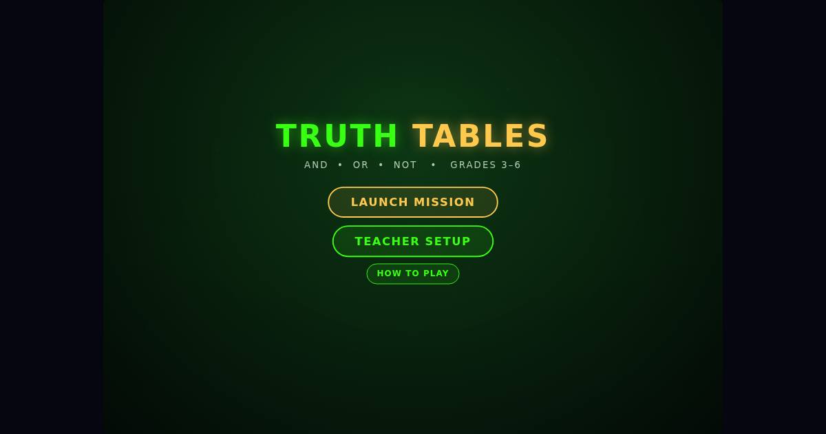 Truth Tables title screen