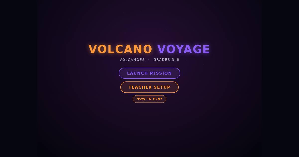 Volcano Voyage title screen